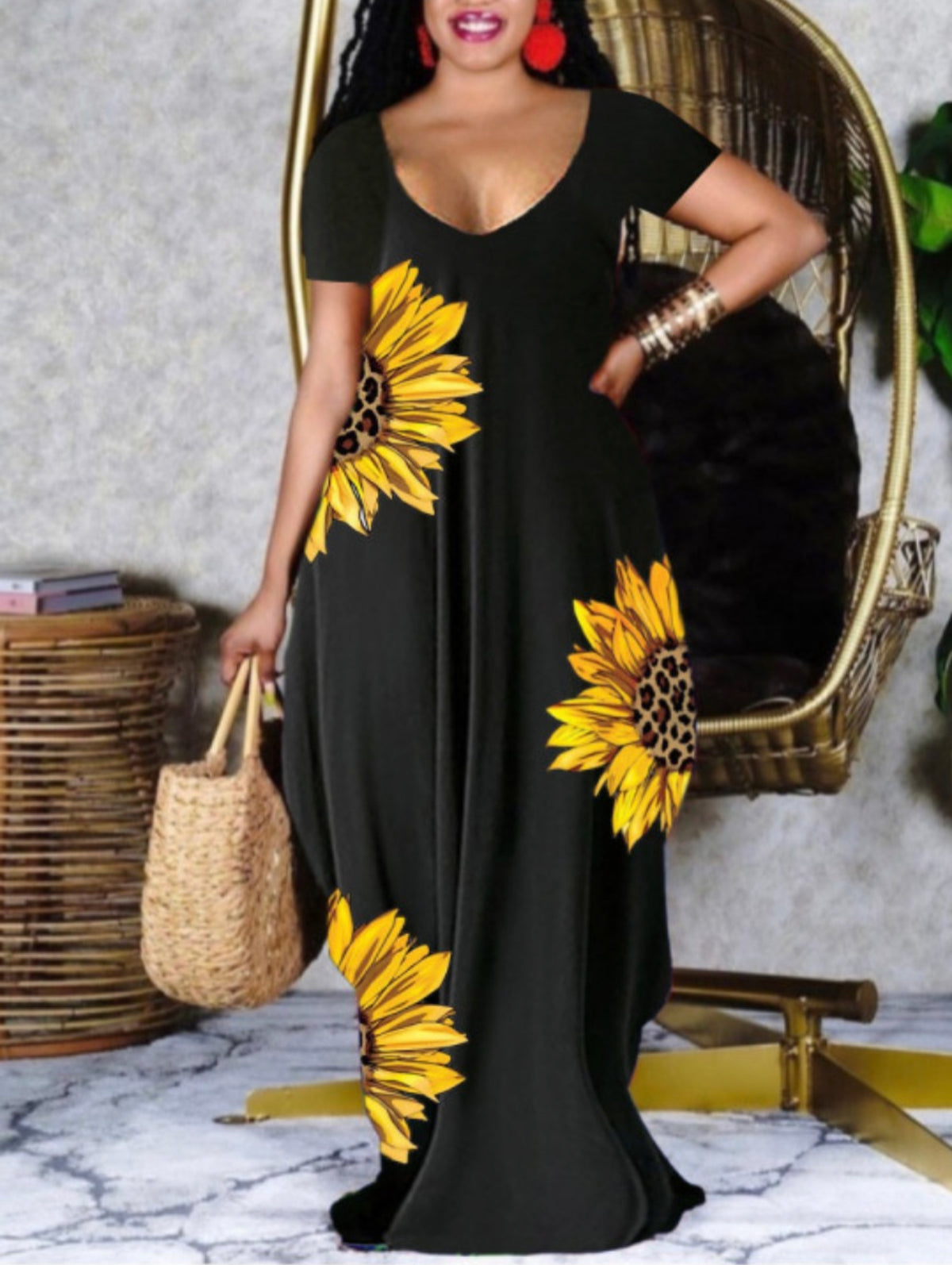 Sun Flower Print Dress